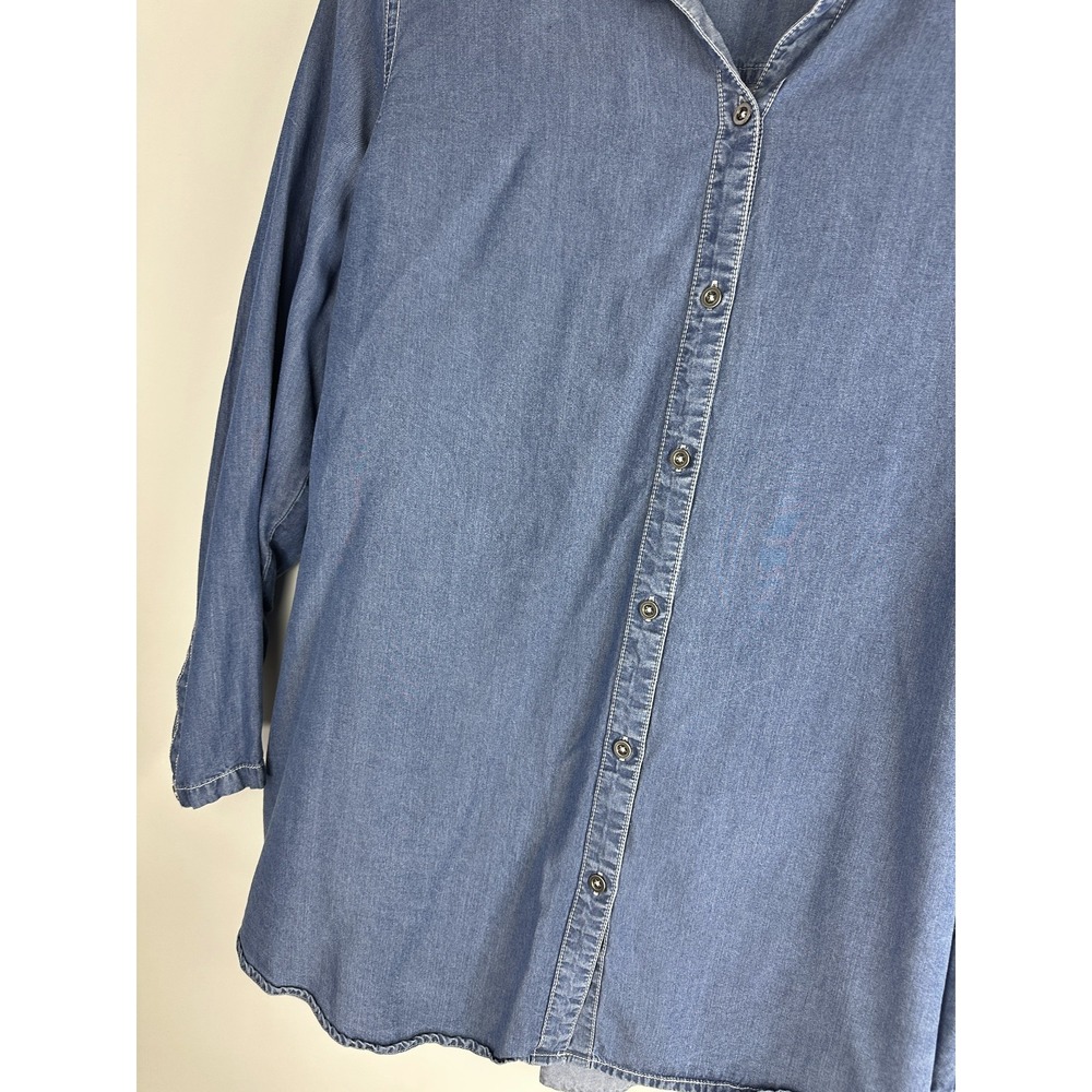Stella Carakasi Prime Time Tunic in Denim Blue Laglenlook LS Button Up Size XL - Picture 6 of 16